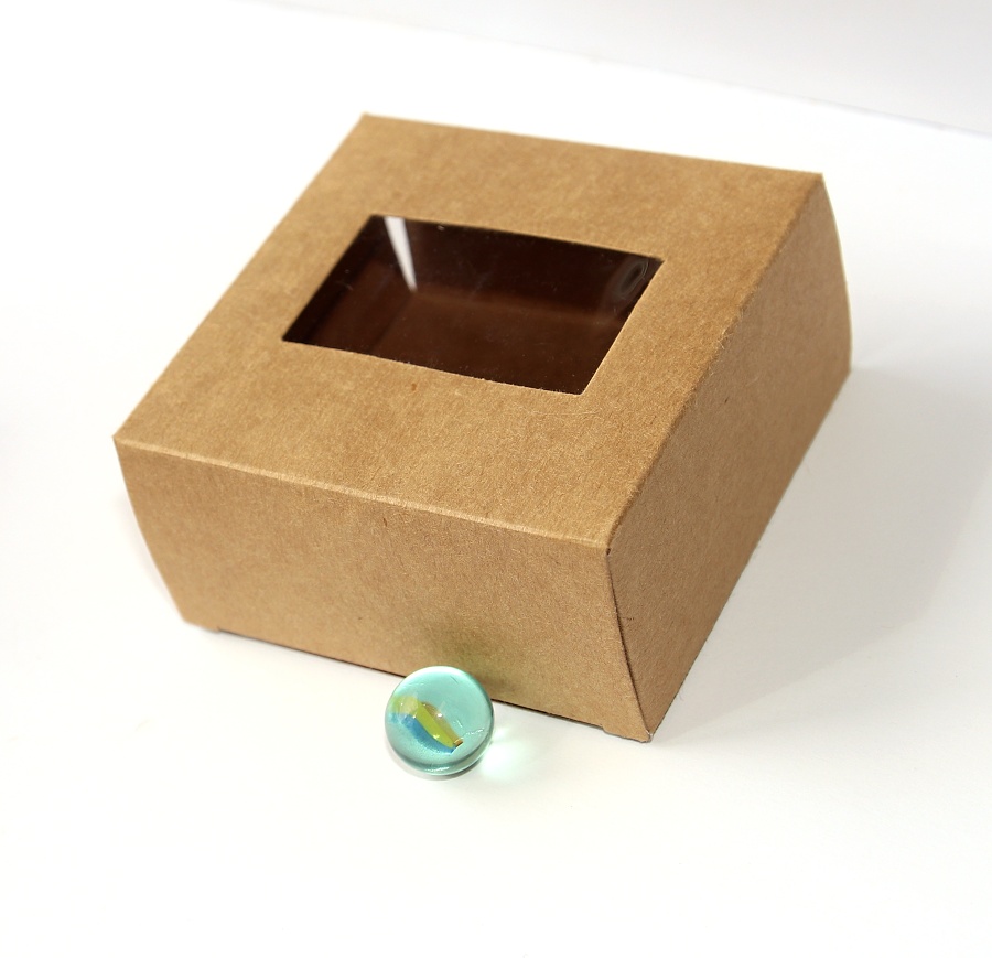 MR Dárková krabička s okénkem - nejen na kapesní hodinky, naušnice, řetízky a další dárky - Přírodní varianta, 12,5x8,5x1,5cm nebo 8x8x4cm, ke složení, 3202