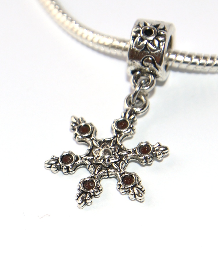 Korálek Fashion Jewerly - Přívěsek Sněhová vločka s květinou, Příroda, Snowflake 3206