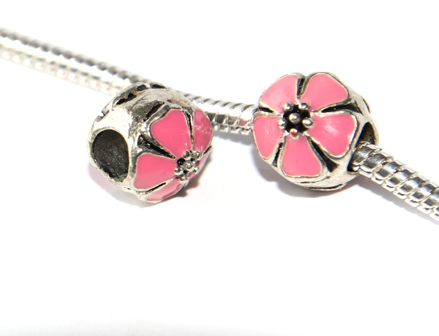 Korálek na náramek Fashion Jewerly - Růžový květ, Příroda, Květiny, Láska, Flower 3251