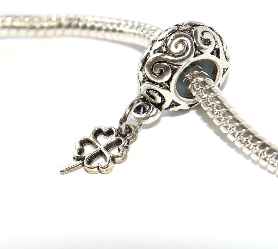 Korálek na náramek Fashion Jewerly - Čtyřlíéstek, Stopper, Zarážka, Cloverleaf 3262
