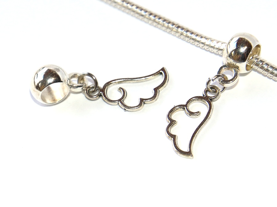 Korálek na náramek Fashion Jewerly - Přívěsek Andělské křídlo, Anděl, Štěstí, Víra, Naděje, Angel wing 3264