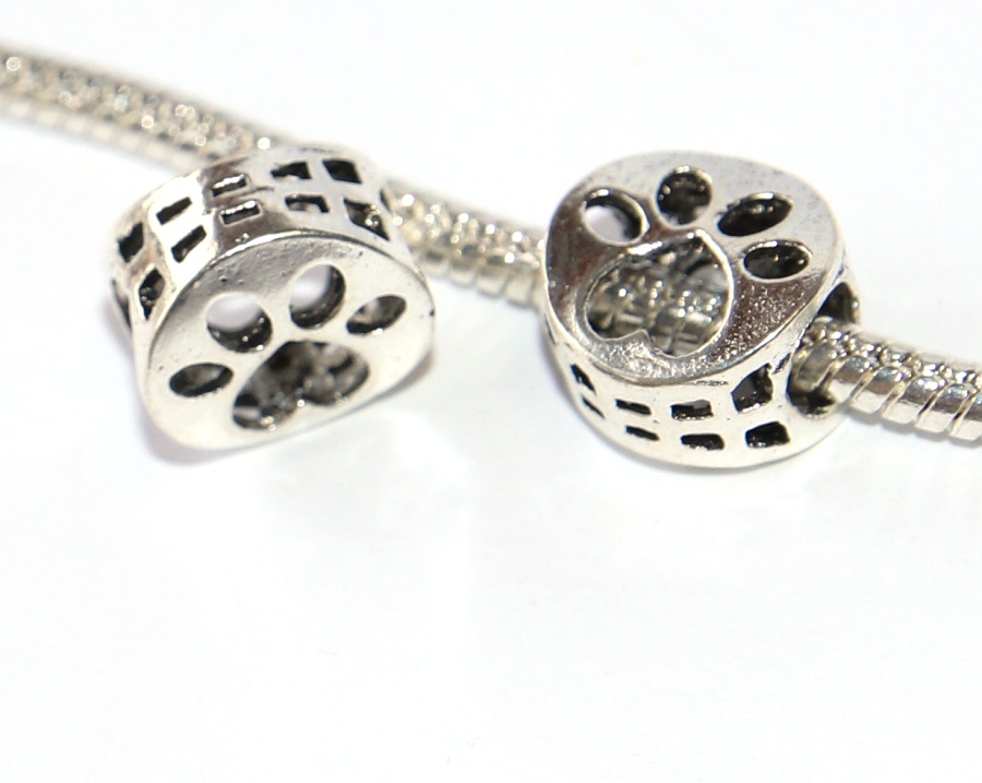 Korálek na náramek Fashion Jewerly - Psí tlapka, Otisk, Stopa, Zířata, Příroda, Dog 3286