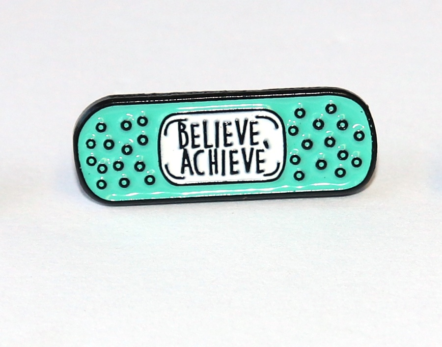 Brož BeCool - Nápisy: Dýchej, Klid, Věř a dokážeš, Jsem dostatečná/ý; Breathe, Calm, I am enough, Believe Achieve; Povzbuzující, motivační text 3319