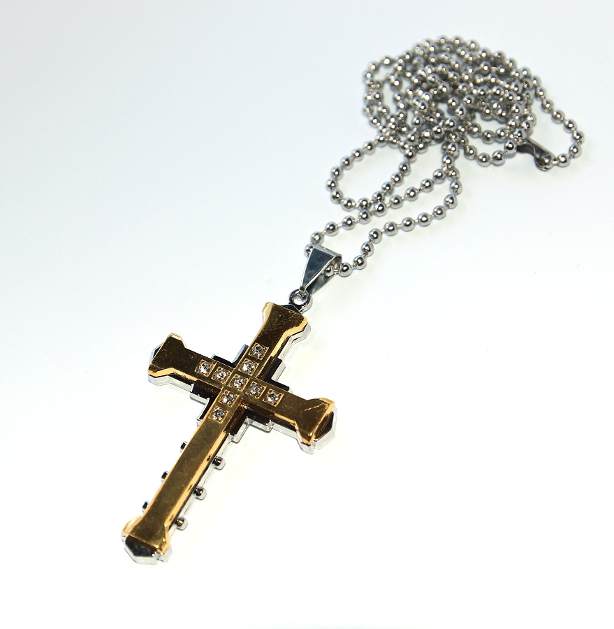 MR Kuličkový řetízek, nerezový, Kříž decentně zdobený, Nejen pro muže, Blíže k Bohu, Cross, Love my soul 3336