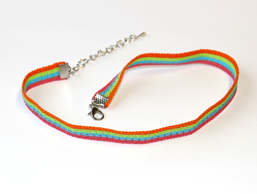 JoyKa Choker, náhrdelník okolo krku, Originalní jediné kusy s příběhem - Nejen Dětský, Dívčí, Barevná duha, Veselá nálada, Stužka z poutní cesty Santiago de Compostela, Roztomilá kráska, Cutie 3351