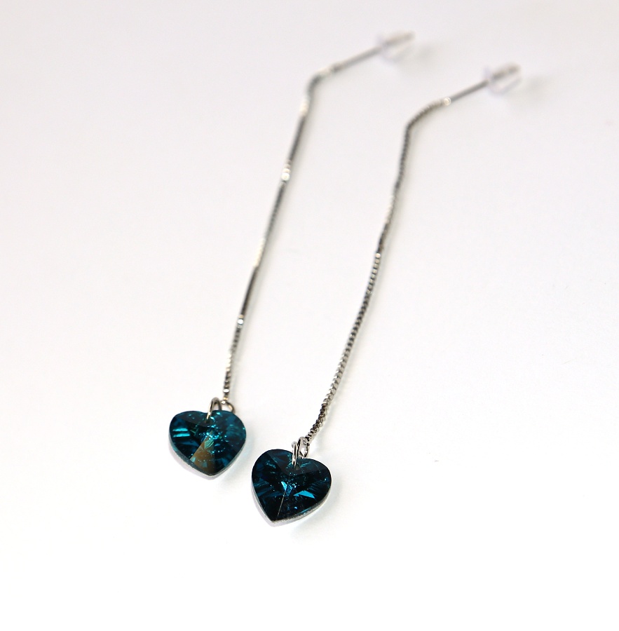 Náušnice Fashion Jewerly - Modré srdce oceánu na řetízku, Titanic, Mořská víla, Elegantní lady 3371