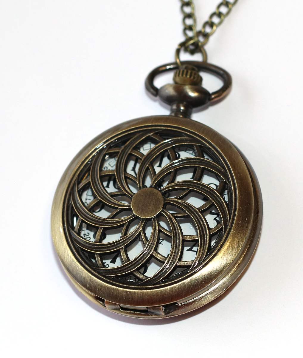 MR Kapesní Hodinky na řetízku, bronzové - Decentní Květina,Květ života, Posvátná geometrie, Elegantní Mandala, Love your Style 3533