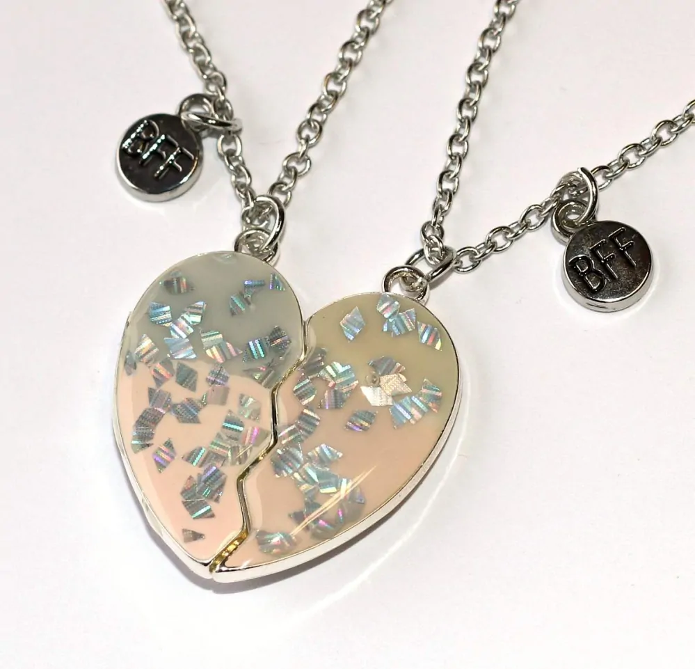 2ks Řetízky párové Fashion Jewerly - Srdce s perletí, Nejlepší přátelé, Best Friends 3607