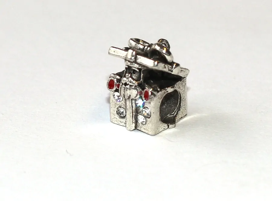 Korálek Fashion Jewerly na náramek nebo řetízek - Sněhulák a Dárek se Santou, Vánoce, Sníh a Radování, Dárečky pro všechny 3613