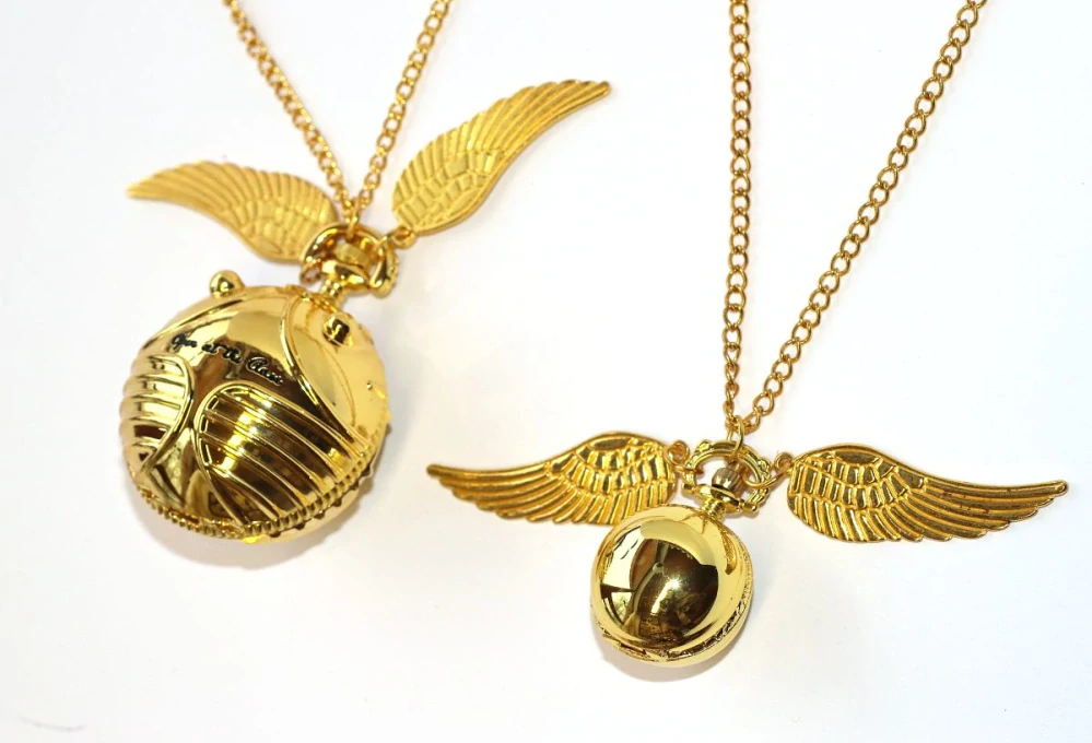 MR Otevírací Kapesní Hodinky na řetízku - Zlatonka pro štěstí s křídly, Kouzelná Hra s Létající kuličkou, Magické spojení, Golden Snitch 3700