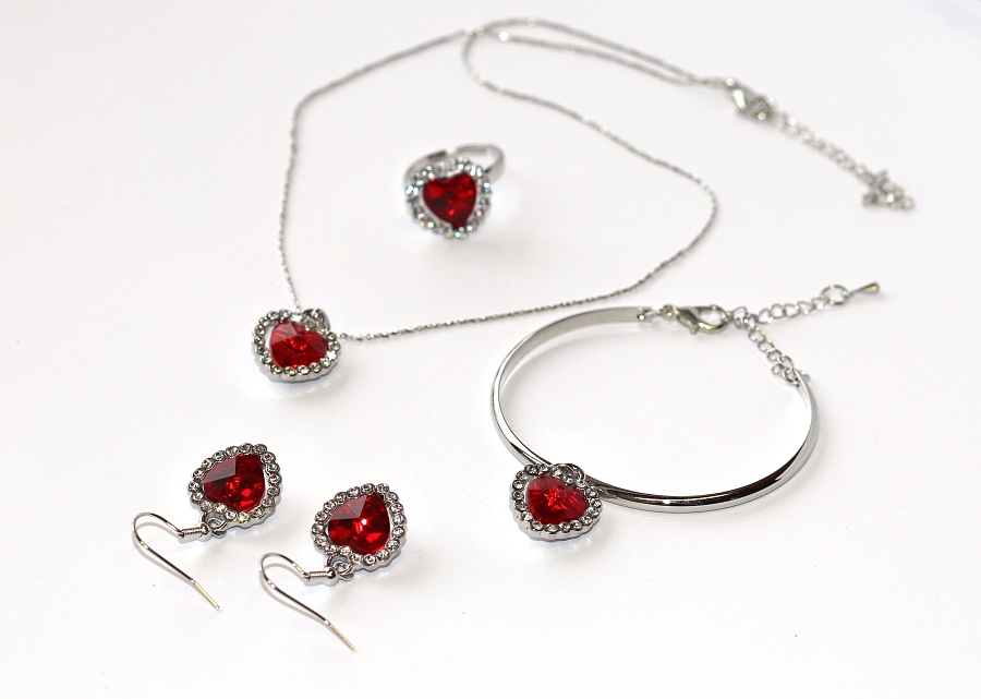 Srdce Oceánu Fashion Jewerly - Červená barva, Třpytivé Srdce, Výběr Prsten, Náramek, Naušnice, Řetízek nebo Vše? :), Love Titanic 3754