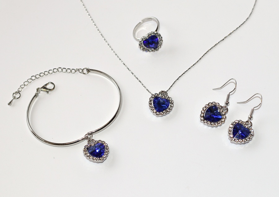Srdce Oceánu Fashion Jewerly - Modrá barva, Třpytivé Srdce, Výběr Prsten, Náramek, Naušnice, Řetízek nebo Vše? :), Love Titanic 3754