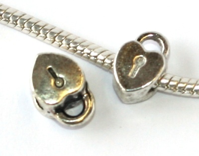 Korálek na náramek Fashion Jewerly - Srdce zámek s klíčovou dírkou 2161
