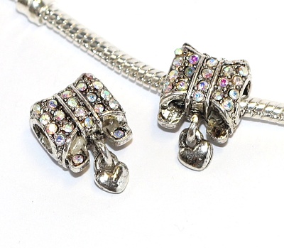 Korálek na náramek Fashion Jewerly - Třpytivá Mašlička se srdíčkem, Silver lady Extra Nice 2330