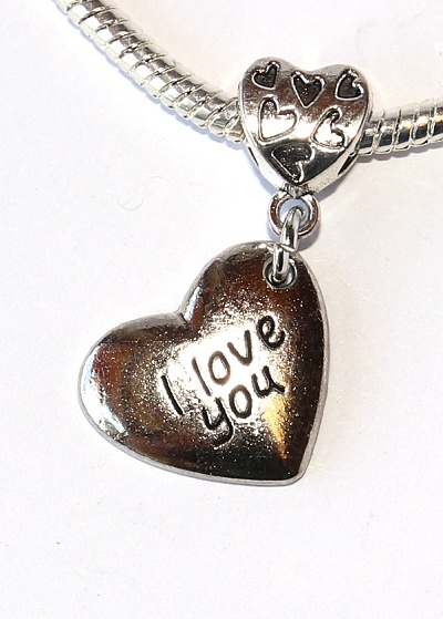 Korálek Fashion Jewerly - Přívěsek Srdce s nápisem I love you, Miluji tě 2373