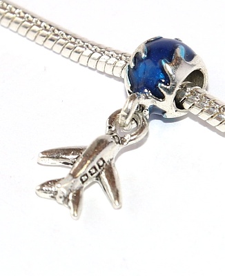 Korálek na náramek Fashion Jewerly - Letadlo, Cestování, Cesta kolem světa, Love to travel, Airplane 2608