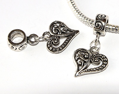 Korálek Fashion Jewerly - Srdce zdobené, Láska, Rodina, Štěstí, Radost, Hearth 2920