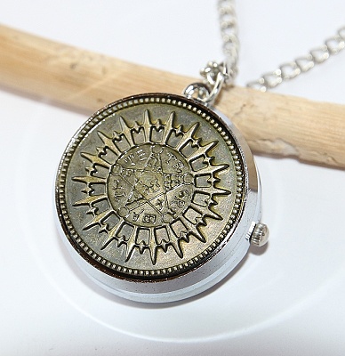 MR Otevírací Kapesní Hodinky na řetízku, stříbrná barva - Rotující kompas, Miluji dobrodružství, Svítící ručičky ve tmě 3013