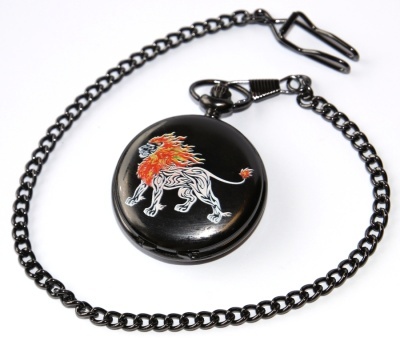 MR Otevírací Kapesní Hodinky na řetězu za pásek - Ohnivý Lev, Silná energie, Love Lions 3032