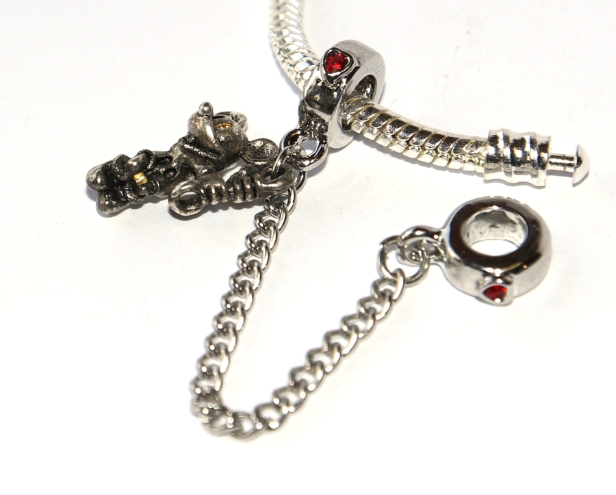 Korálek Fashion Jewerly - Oddělovač na řetízku Myška, Srdce, Zvířata, Little Mouse 3082