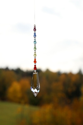 JoyKa Světelný Zářič Křišťálový - Čakrový střední, Jehlanovitý, Český skleněný Lapač Slunce 3387