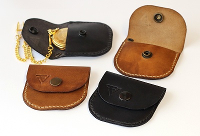 MR Kožené Pouzdro na kapesní hodinky z dílny Filipa Vernera - Na pásek s patentem, Peněženka, Kapsa na poklady 3531