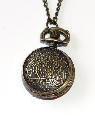 MR Kapesní Hodinky na řetízku, malé bronzové - Moudrá Sova, Lesní dravec, Simple Life, Owl is my favorite 3536