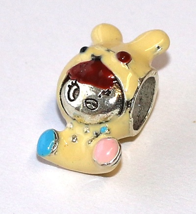 Korálek Fashion Jewerly na náramek nebo řetízek - Roztomilé Dítě, Zajíček overal, Uvidíme co nás čeká 3558