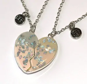 2ks Řetízky párové Fashion Jewerly - Srdce s perletí, Nejlepší přátelé, Best Friends 3607