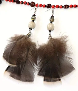 JoyKa Pírkové Naušnice - Elegantní a Vznešená, Černá Perleťová Kráska, Krocaní Píseň 3714