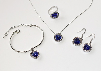 Srdce Oceánu Fashion Jewerly - Modrá barva, Třpytivé Srdce, Výběr Prsten, Náramek, Naušnice, Řetízek nebo Vše? :), Love Titanic 3754