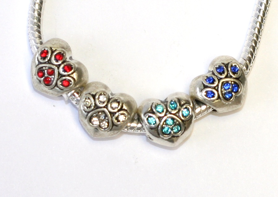 Korálek na náramek Fashion Jewerly - Packa, stopa, pes, kočka I love my Pet 1112