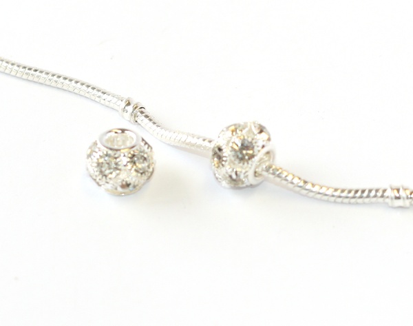 Korálek na náramek Fashion Jewerly - Stříbrná luxusní koule 1253