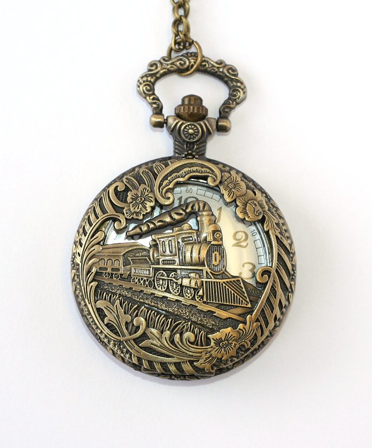 Kapesní, otevírací hodinky na řetízku Fashion Jewerly - Vlak, lokomotiva 1483