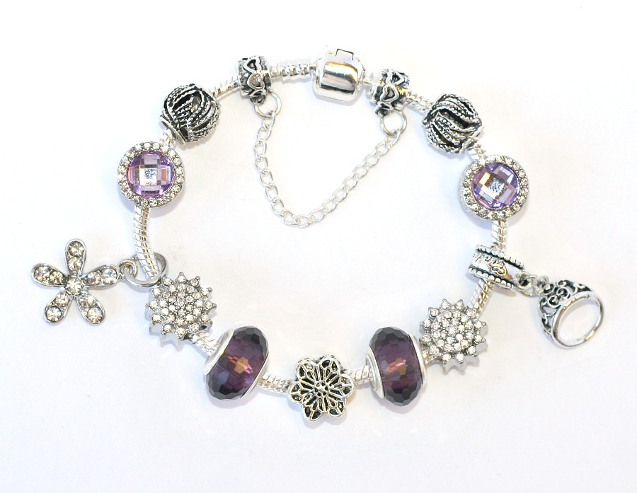 Korálky na náramek Fashion Jewerly - Fialová luxusní květina 1587