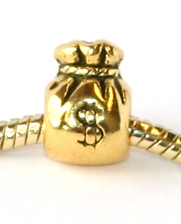 Korálek na náramek Fashion Jewerly - Peníze, měšec, dolar, bohatství 1713