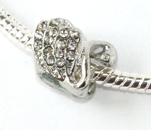 Korálek na náramek Fashion Jewerly - Labuť třpytivá, stříbrná barva 1833