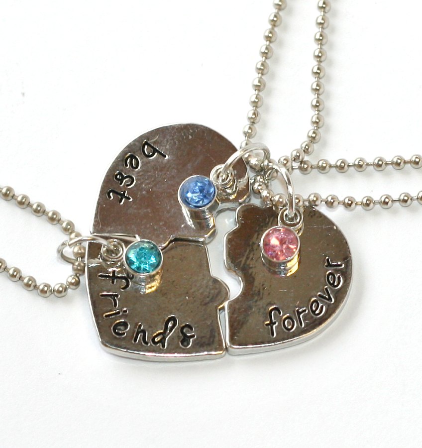 3ks Řetízky párové Fashion Jewerly - Srdce pro tři nejlpeší kamarády 1895