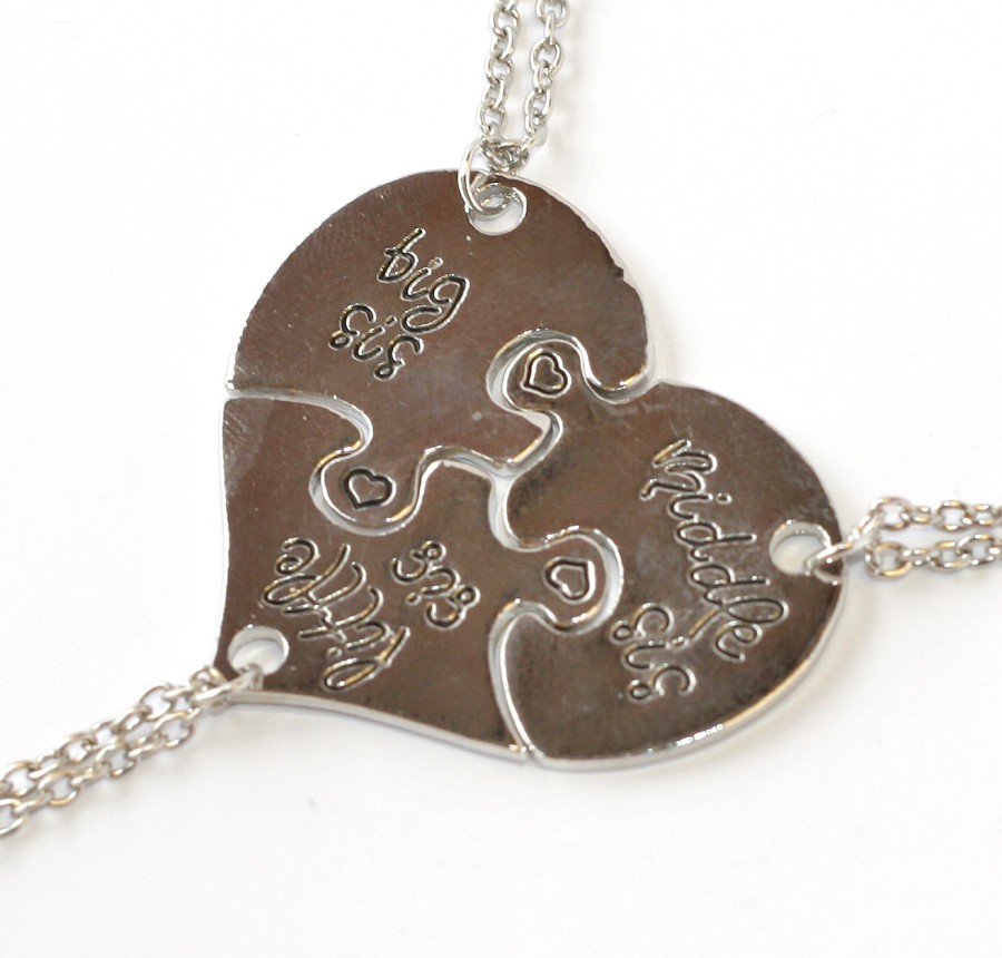 3ks Řetízky párové Fashion Jewerly - Srdce pro tři sestry, sisters 1897