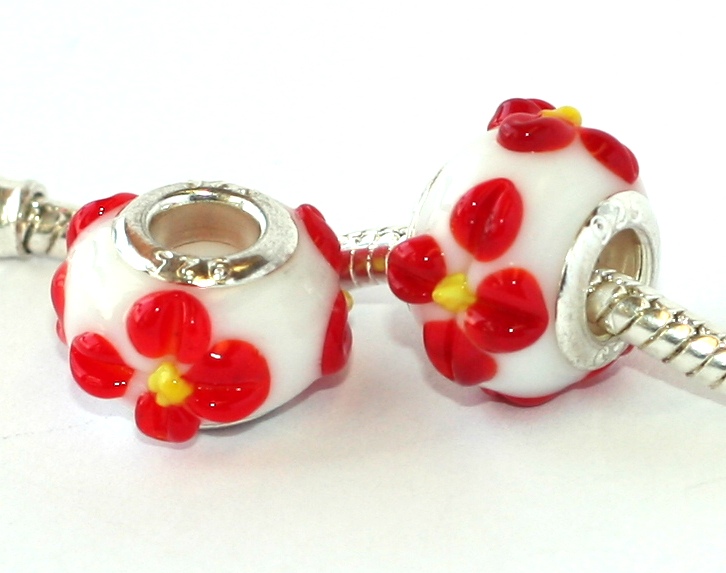 Korálek na náramek Fashion Jewerly - Skleněná květina, Flower Romance 2103