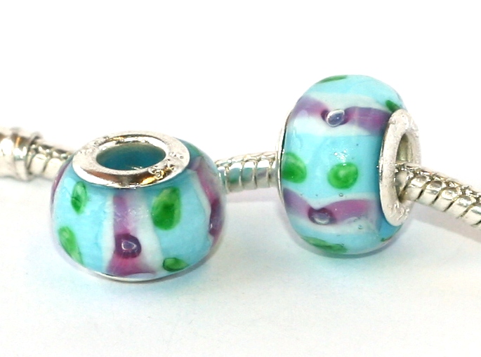 Korálek na náramek Fashion Jewerly - Skleněná hra s proužky a puntíky 2107