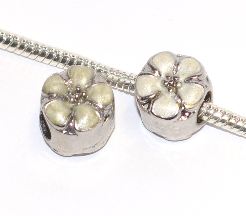 Korálek na náramek Fashion Jewerly - Krémová květina, Bílá orchidej 2328