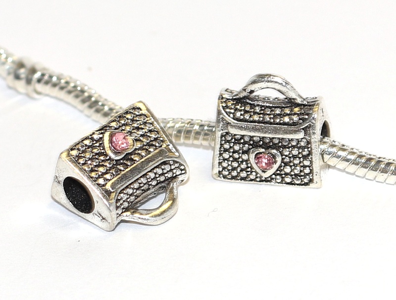 Korálek na náramek Fashion Jewerly - Kabelka, Taška, Elegantní Podnikatelka, Růžové srdce 2332