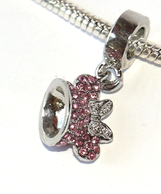 Korálek Fashion Jewerly - Přívěsek Růžová myší čepička s mašličkou, Minnie Mouse Pink Style Princess 2391