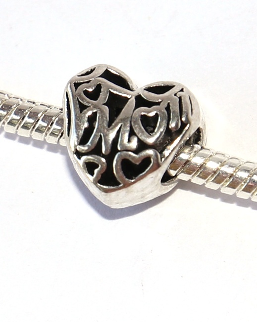 Korálek Fashion Jewerly - Srdce s nápisem MOM, Miluji svou maminku, Love my mother 2410