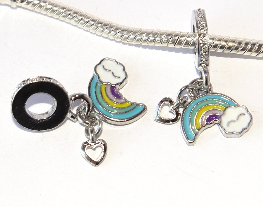 Korálek Fashion Jewerly - Přívěsek Duha s obláčkem a srdíčkem, Happy time, Love Rainbow 2452