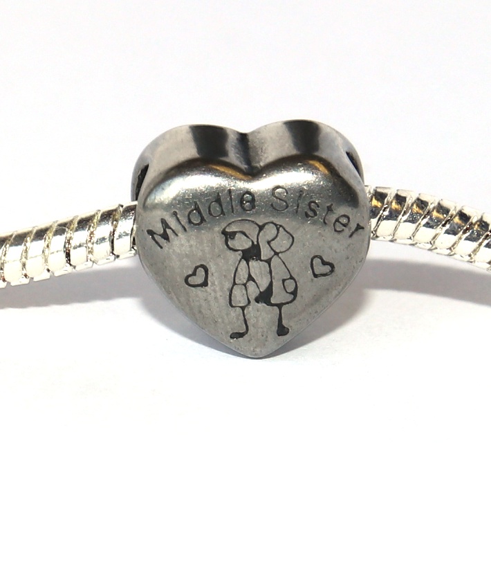 Korálek nerezový Fashion Jewerly - Prostřední Sestra, Miluji sestričku, Srdce, Love Middle sister 2469