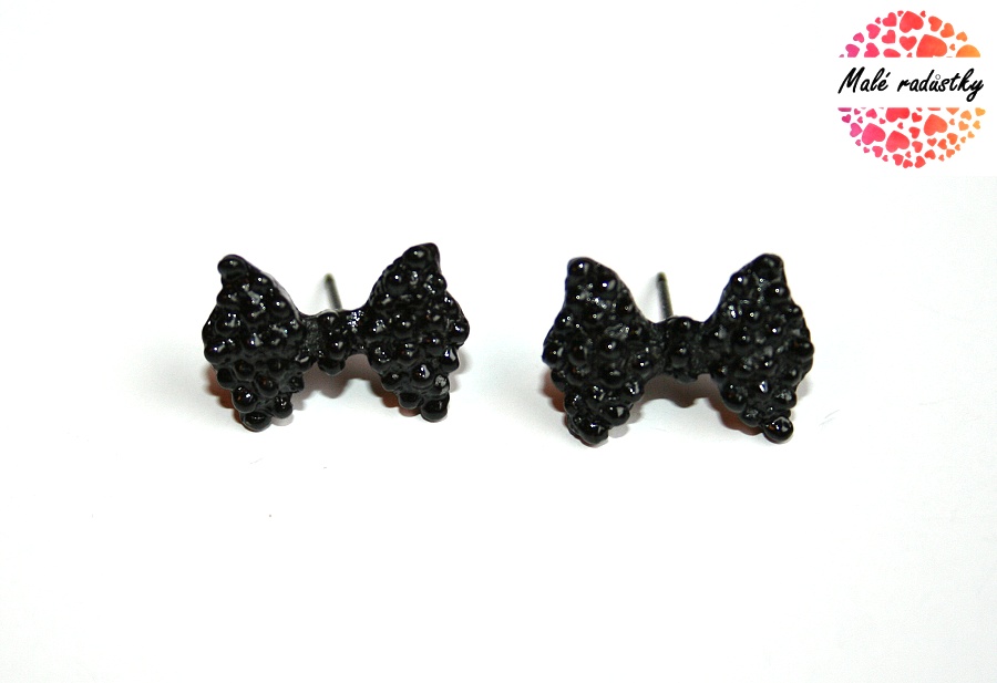 Náušnice Fashion Jewerly - Černá mašlička 232