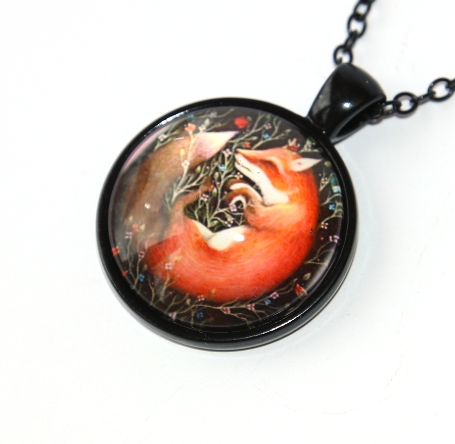 Řetízek Fashion Jewerly - Amulet Liška spí v květinách, Moudrá bytost odpočívá, Love Fox 2546