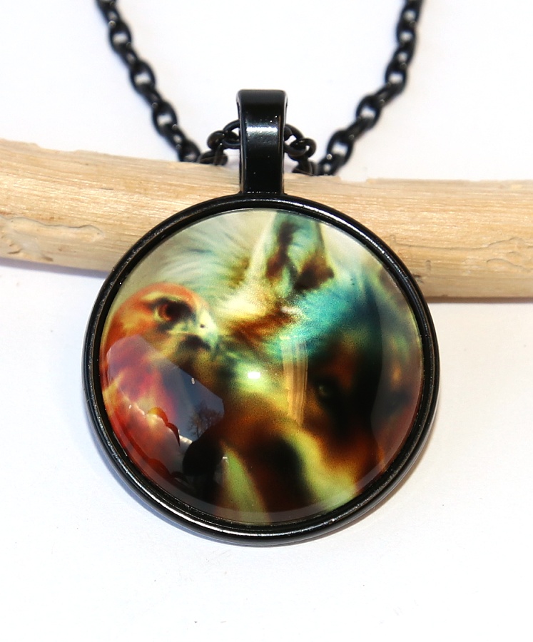 Řetízek Fashion Jewerly - Amulet Vlk a dravec, Moudré přátelství, Divoký život 2551